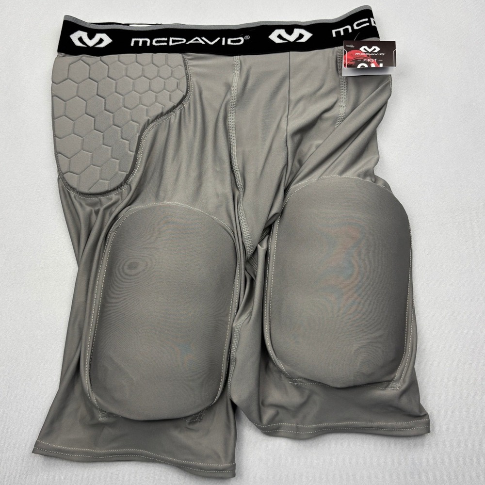 McDavid Mens M Hex 5 Pad Compression Football Girdle Shorts Grey Padded NWT